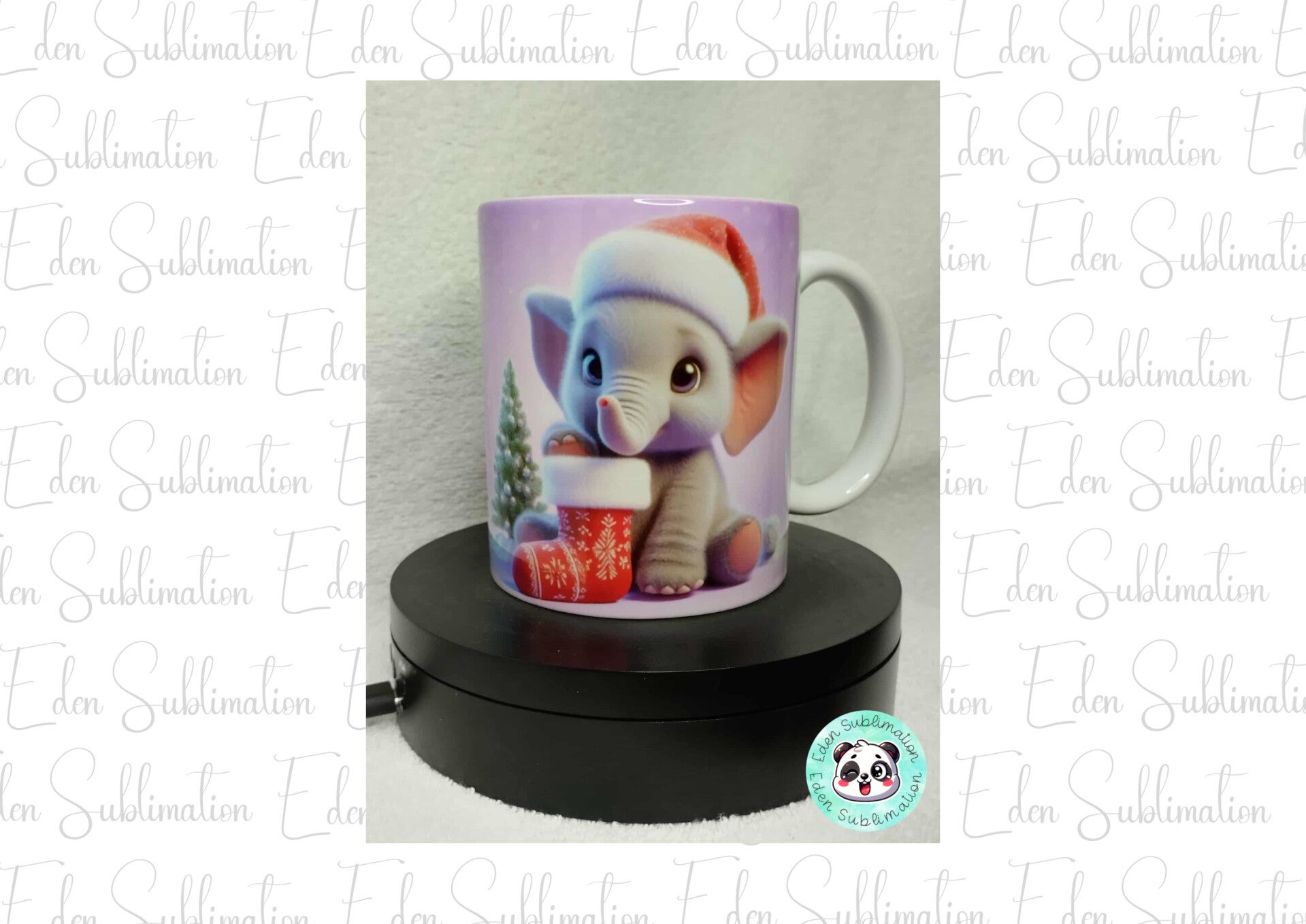 Mug de Noël éléphanteau illustration hivernale imprimé dans les Vosges près de Charmes