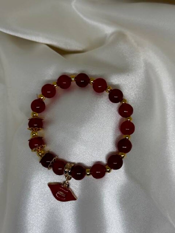 💋 Perlenarmband „Red Kiss“