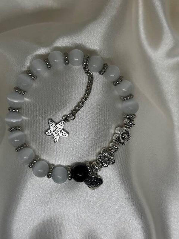 🖤 Perlenarmband „Silver Bloom“6915