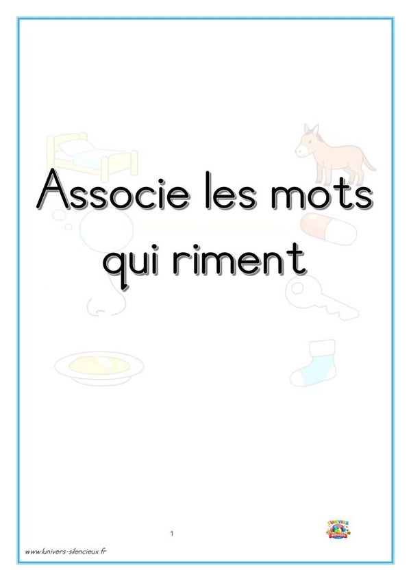 Associer les images dont les mots ont la même rime