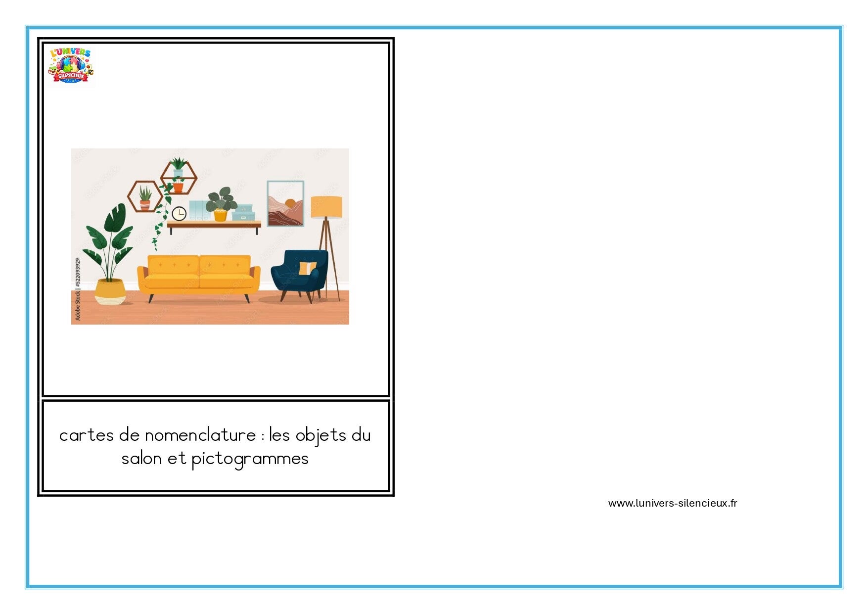 cartes de nomenclature salon et pictogrammes