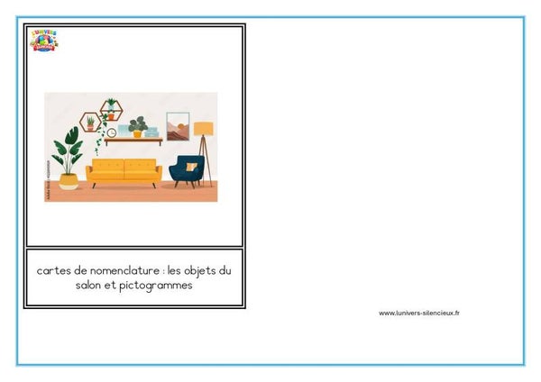 cartes de nomenclature salon et pictogrammes