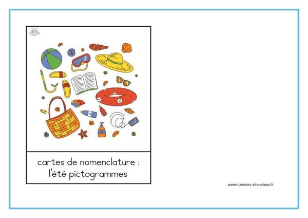 cartes de nomenclature été pictogrammes