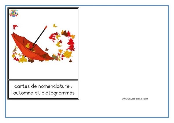 Cartes de nomenclature - l'automne - pictogrammes