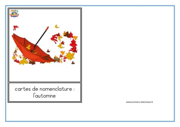 Cartes de nomenclature - l'automne