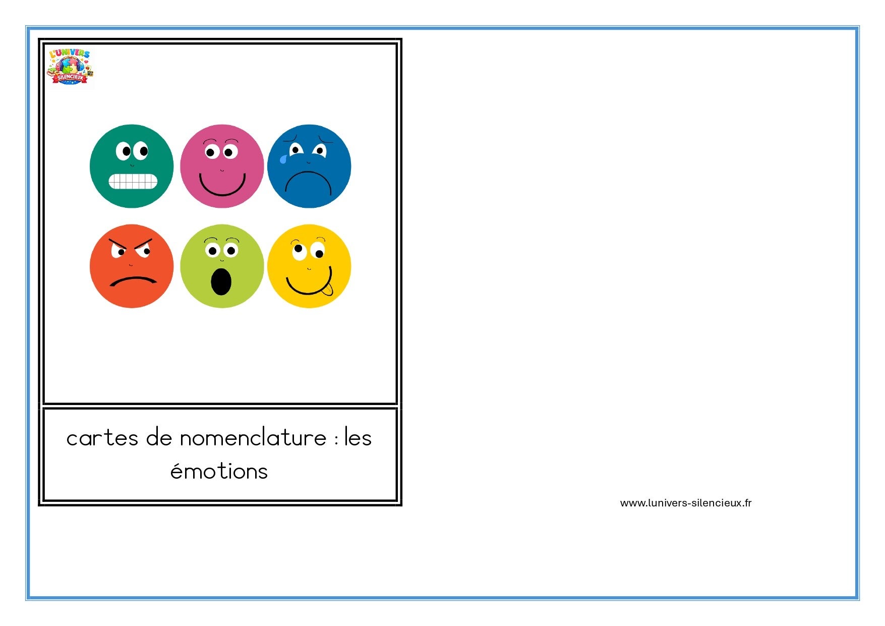 Cartes de nomenclature - émotions