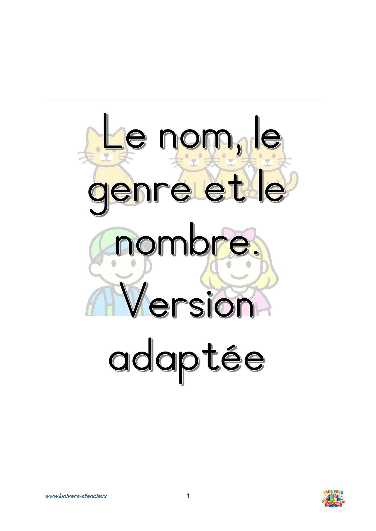 Grammaire Montessori - nom -genre et nombre - version adaptée