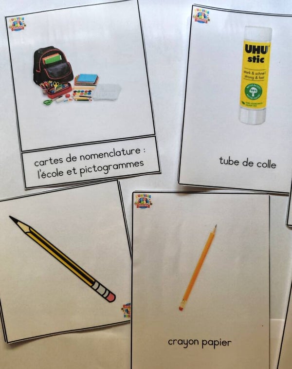 cartes de nomenclatures écoles avec pictogrammes