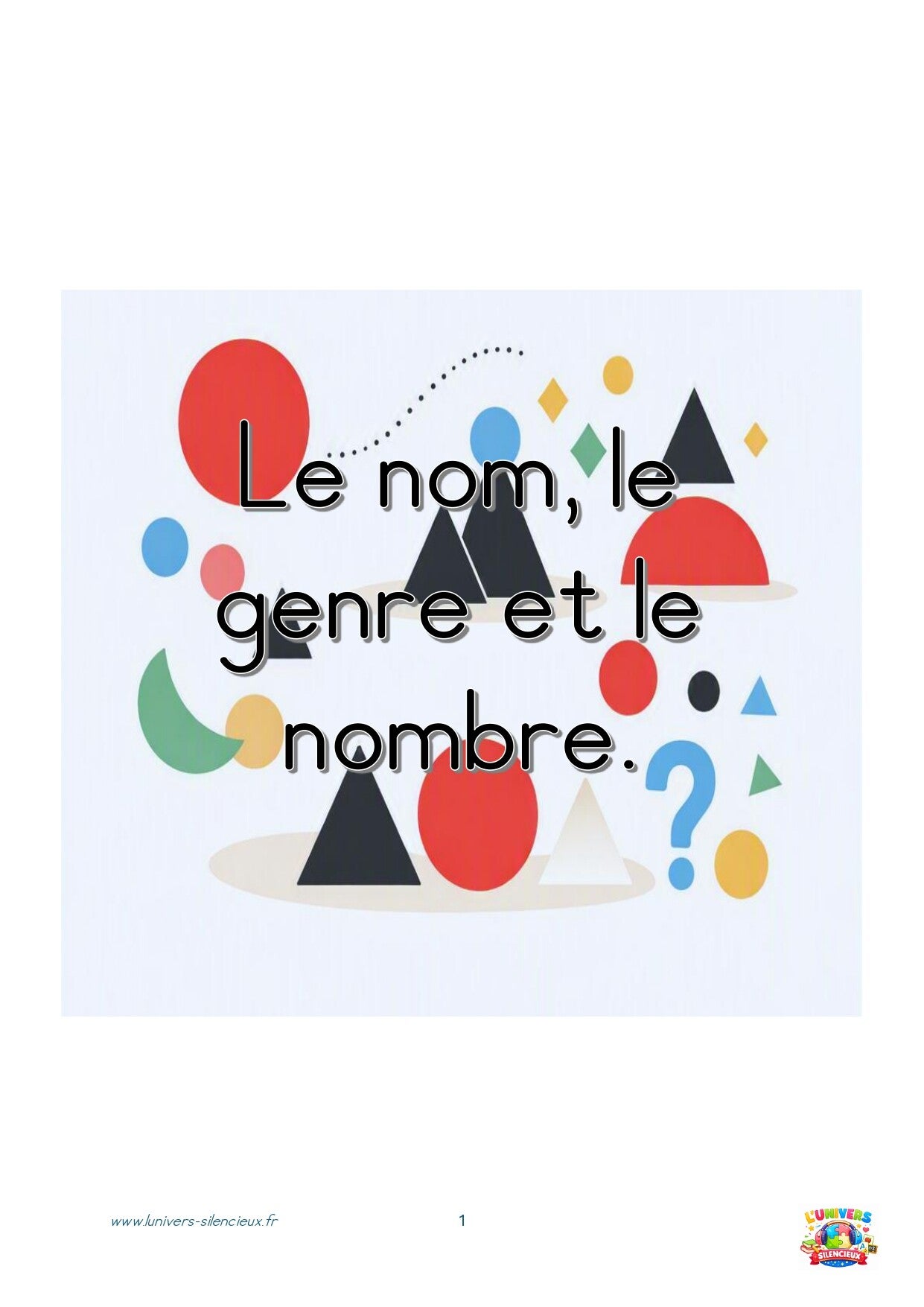 Grammaire Montessori - Nom - genre et nombre