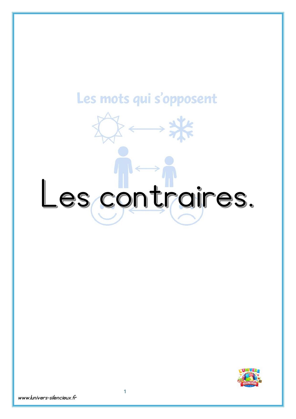 Les contraires - photos et pictogrammes