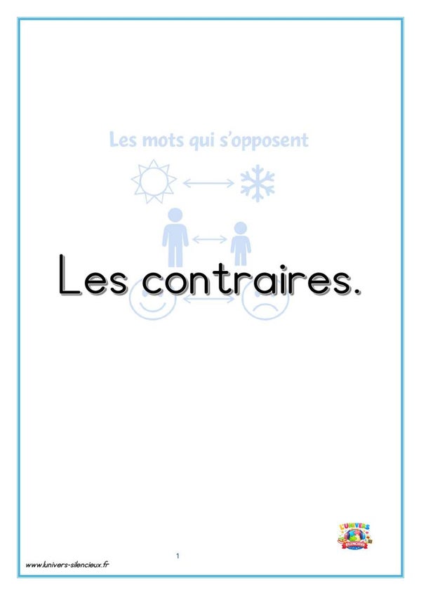 Les contraires - photos et pictogrammes