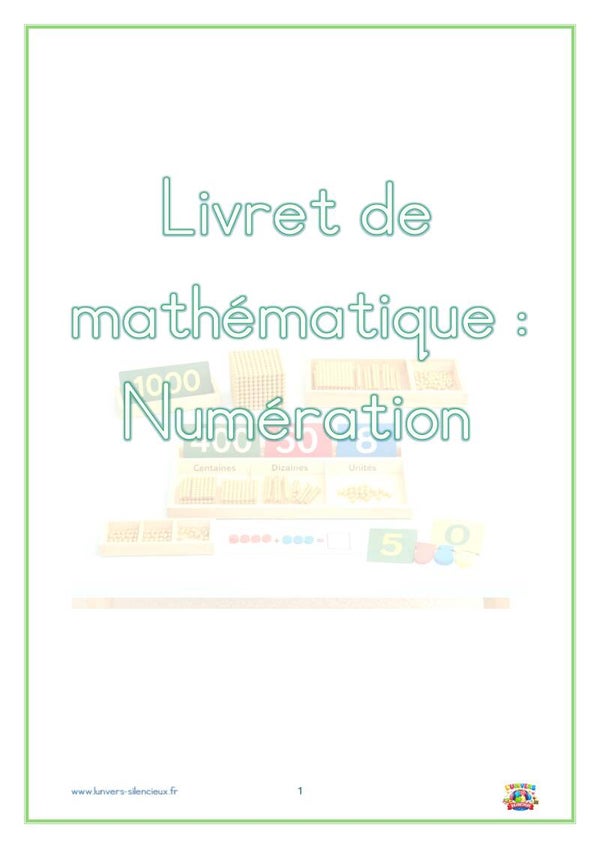 Livret mathématique : numération