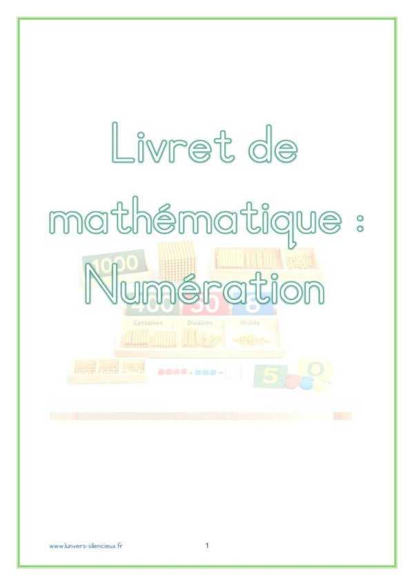 Livret mathématique numération
