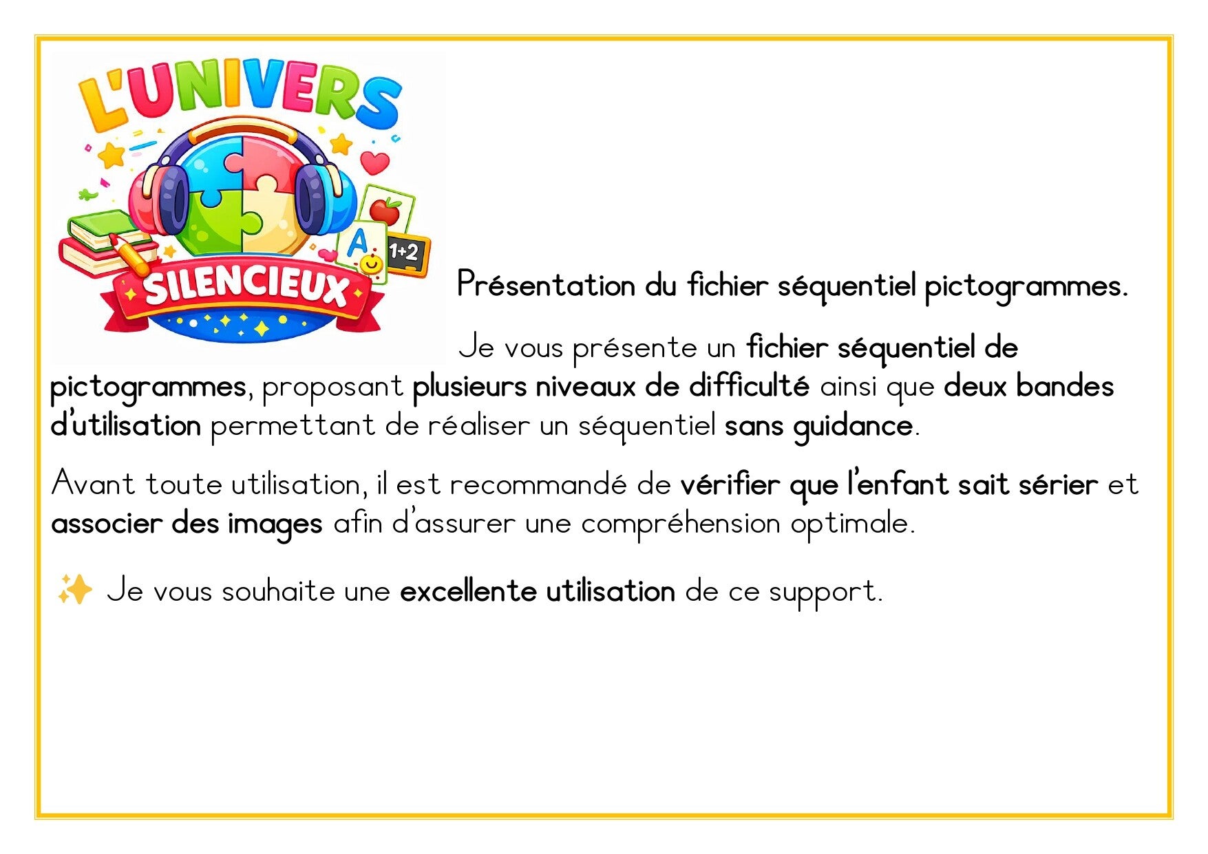 Séquentiel pictogrammes - apprentissages des actions autonomes