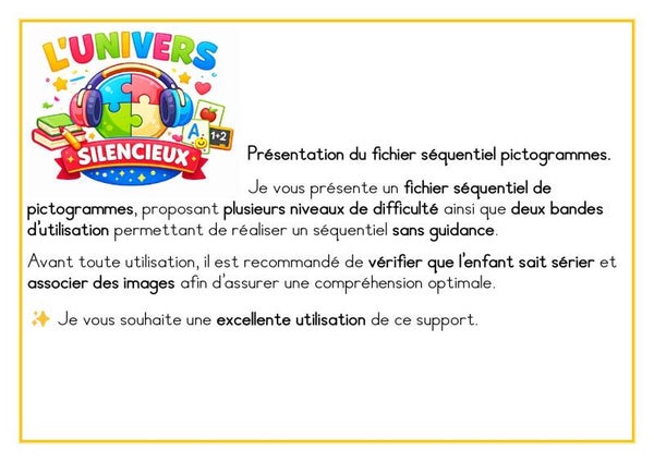 Séquentiel pictogrammes - apprentissages des actions autonomes