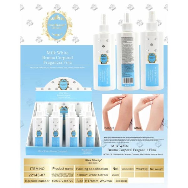 Body mist Fine Milk White 250ml. Kiss Beauty