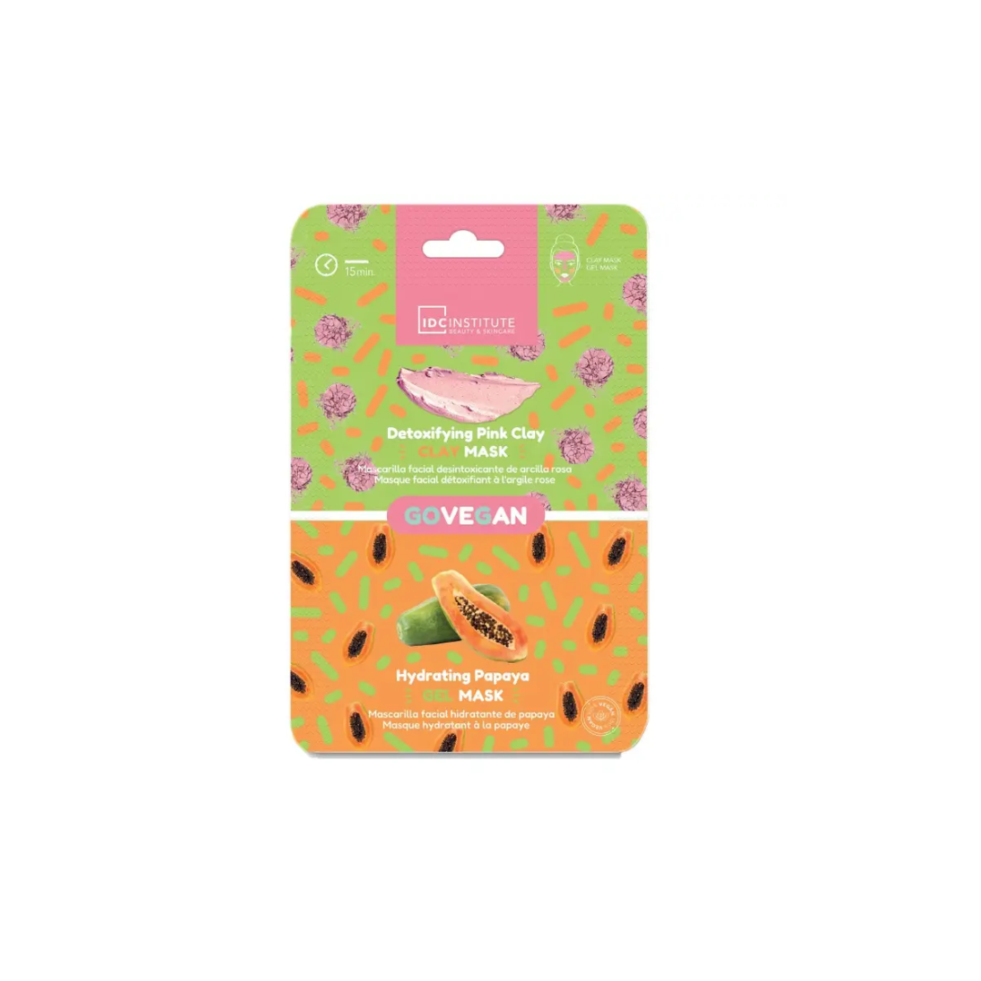 Dúo de mascarillas IDC Skincare Essentials de arcilla rosa y papaya