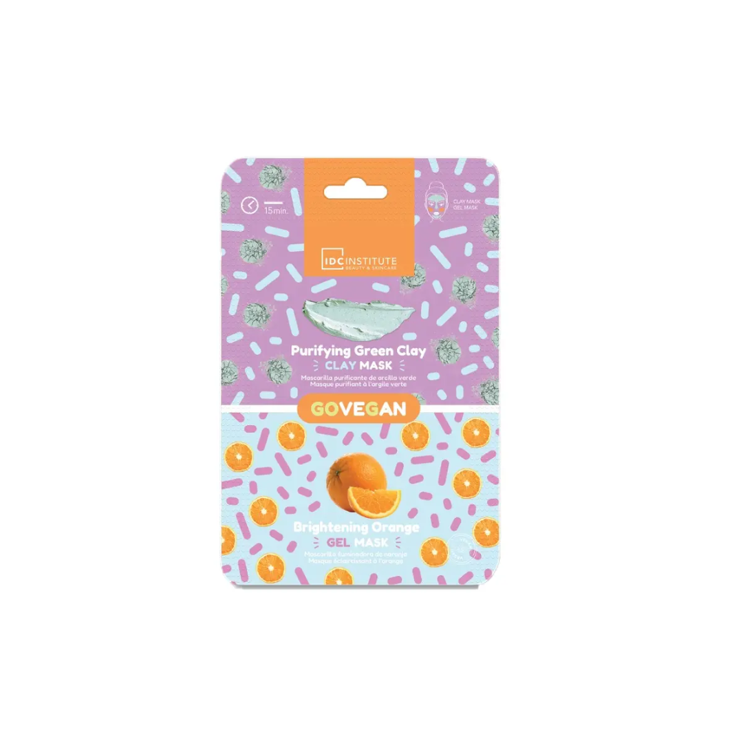 Dúo de mascarillas de arcilla verde y naranja Idc Skincare Essentials