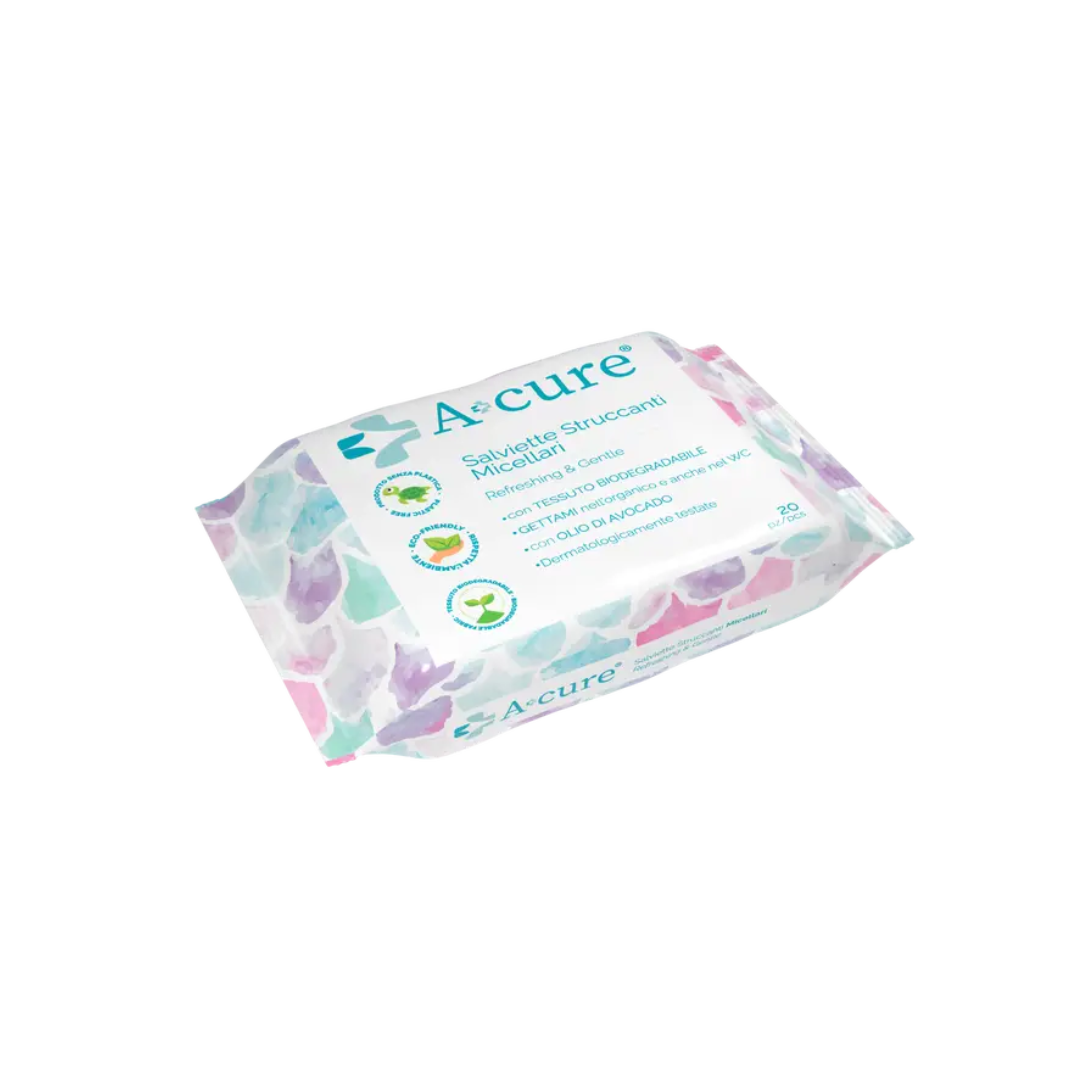 Toallitas desmaquillantes A+Cure con agua micelar, 20 unidades