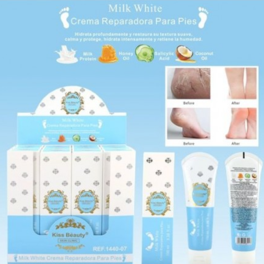 CREMA REPARADORA PIES MILK WHITE 100ML - KISS BEAUTY