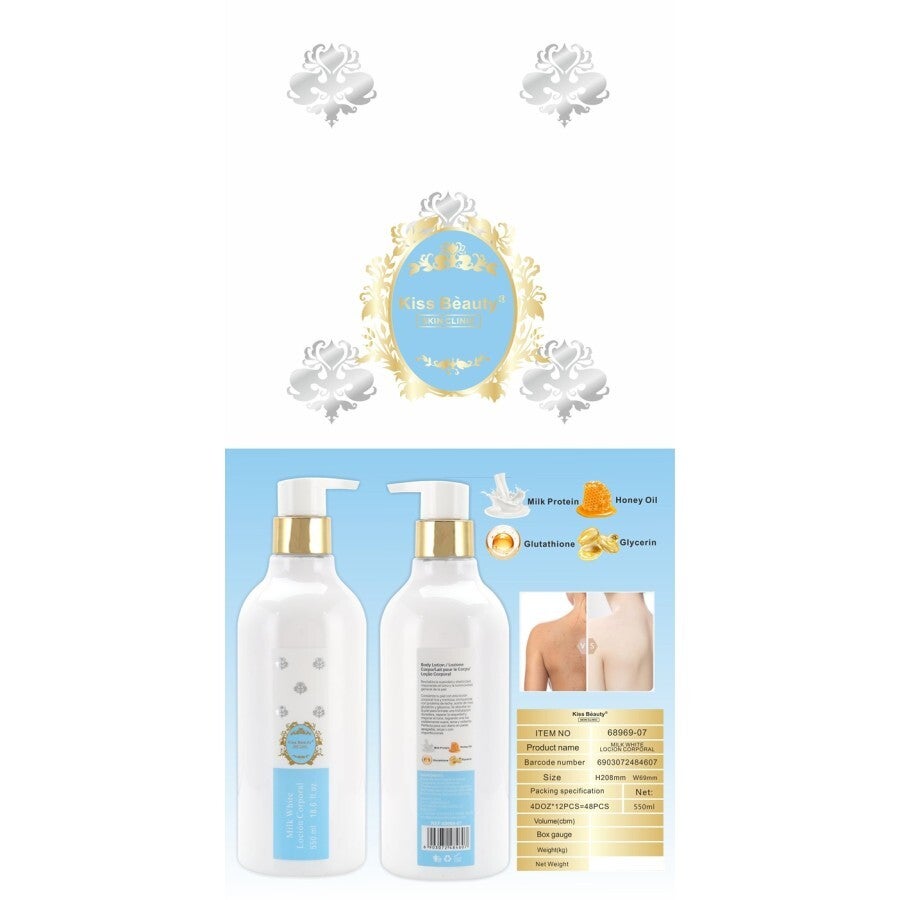Loción corporal Milk White 550ml. Kiss Beauty
