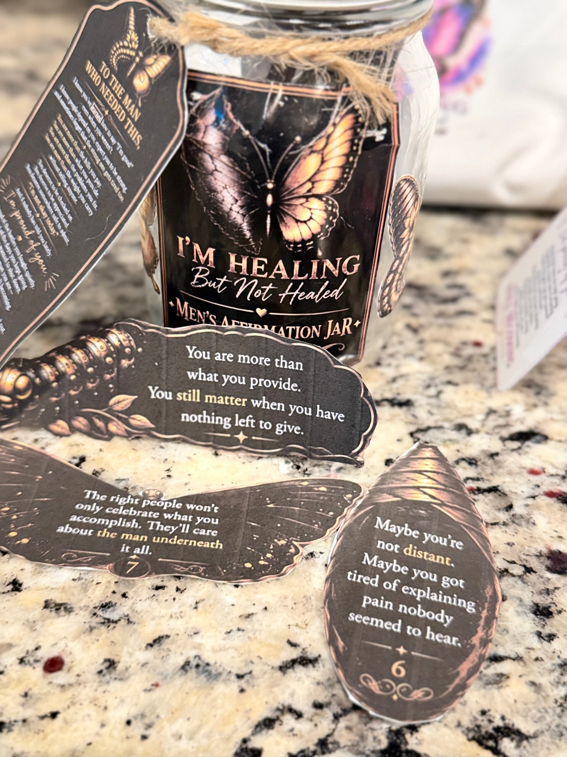Men’s I’m Healing But Not Healed Affirmation Jar – 30 Messages
