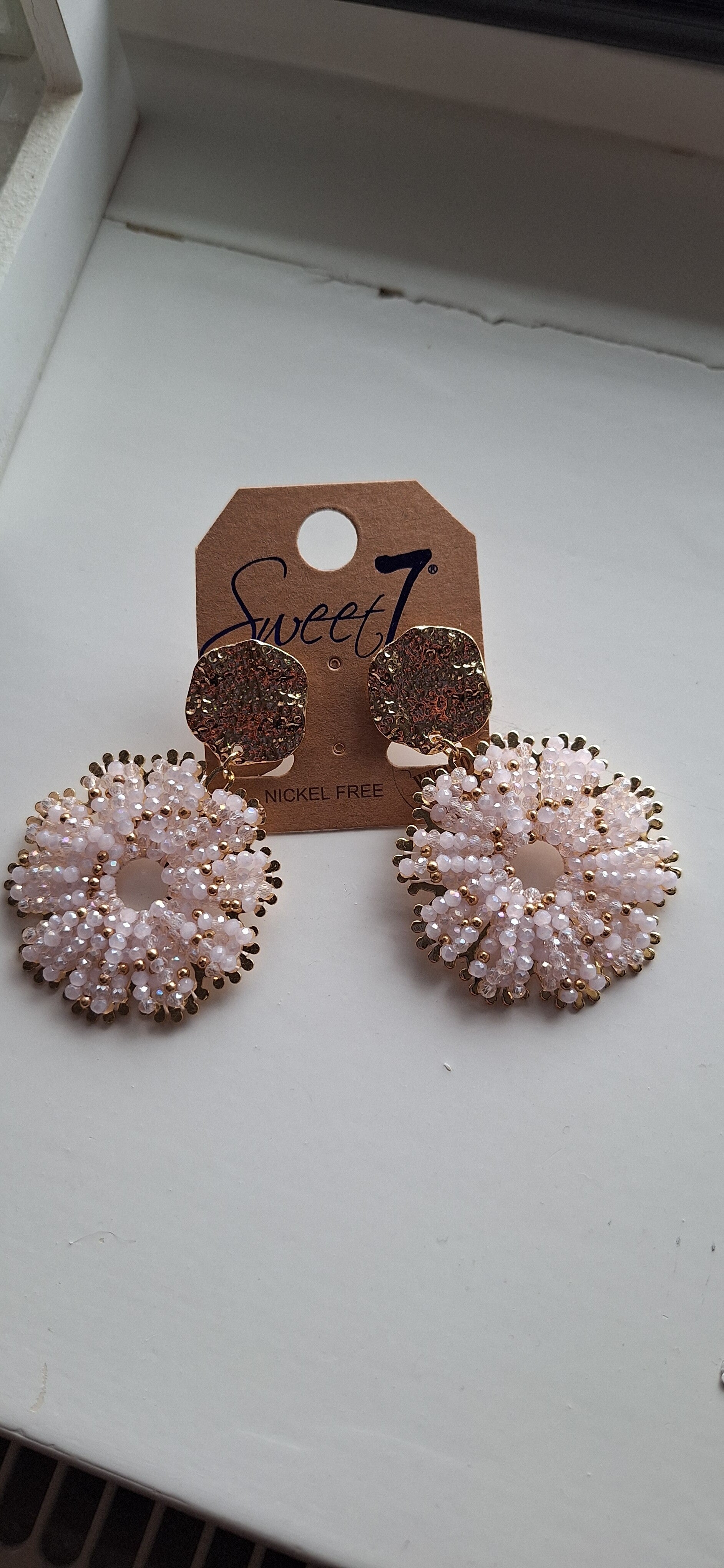 Sweet7 zomerse ronde oorbellen lichtroze
