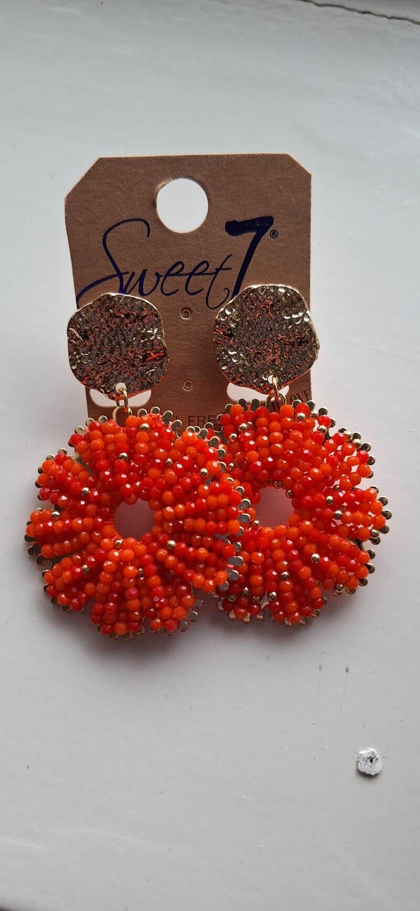 Sweet7 zomerse oranje oorbellen