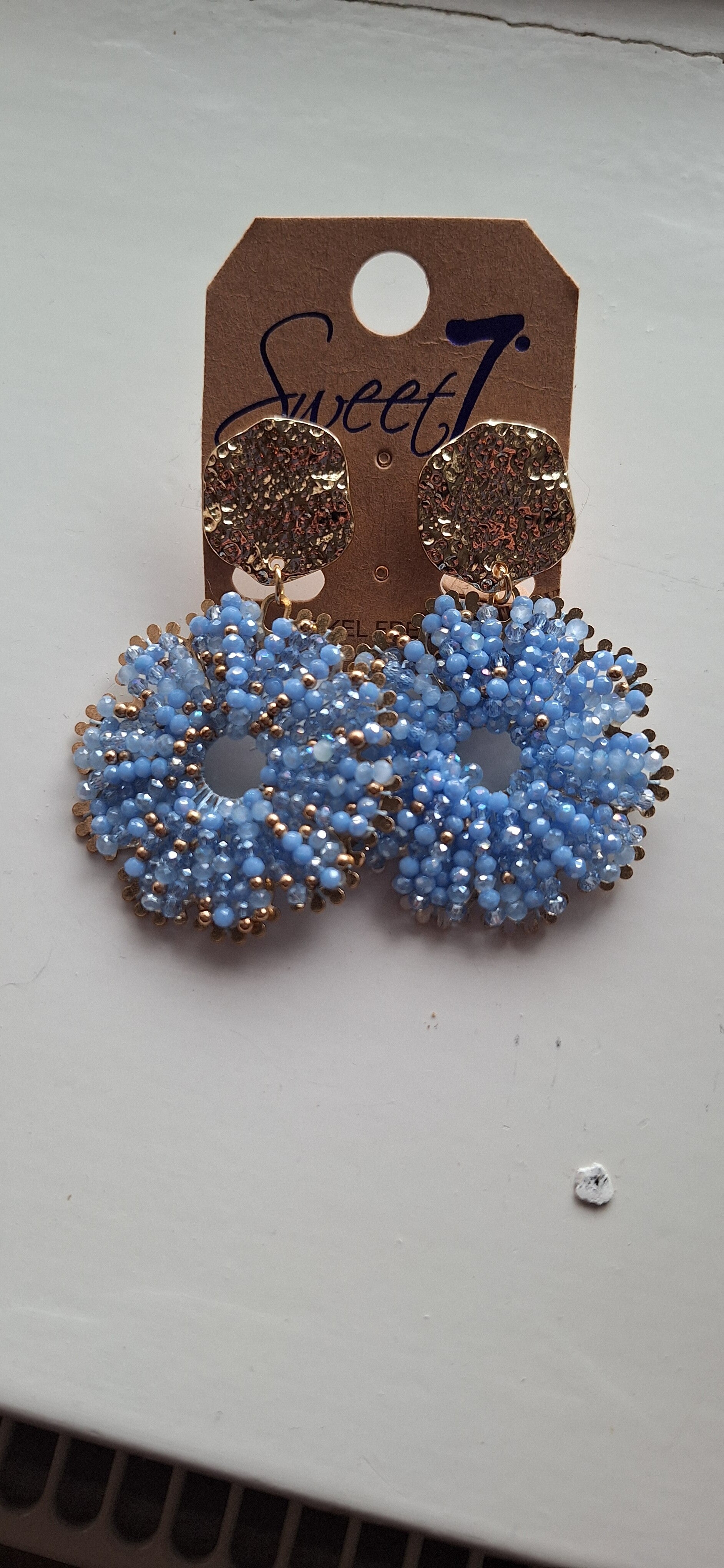 Sweet7 ronde oorbellen licht blauw