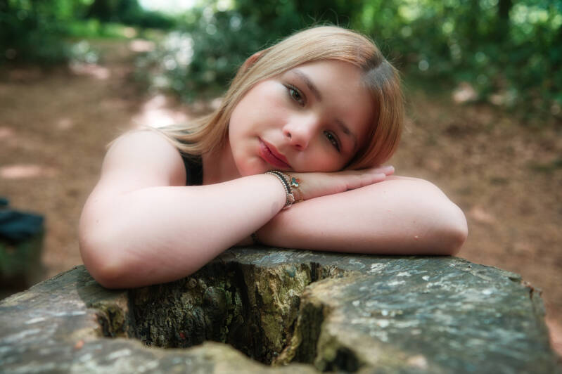 Portrait of Lola taken at Dursley woodlands