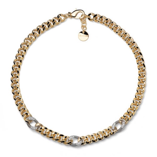 Collana bicolore grumetta e zirconi