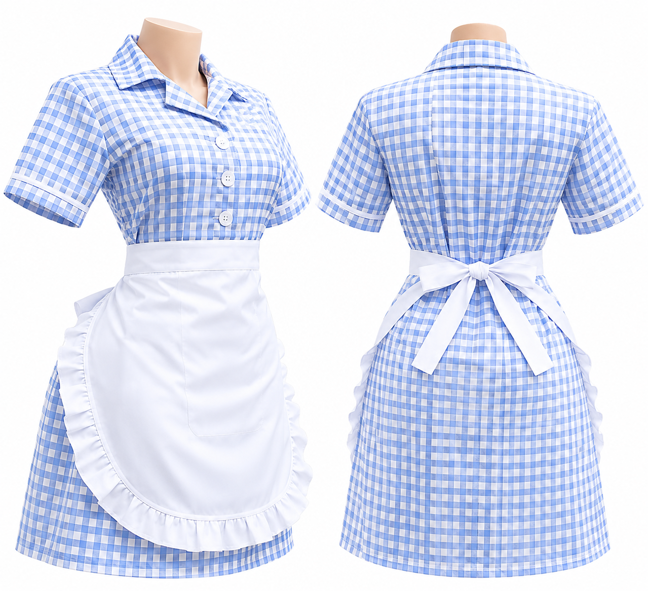 fiftess nannies uniform blue with white  checks