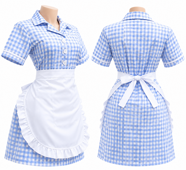 fiftess nannies uniform blue with white  checks