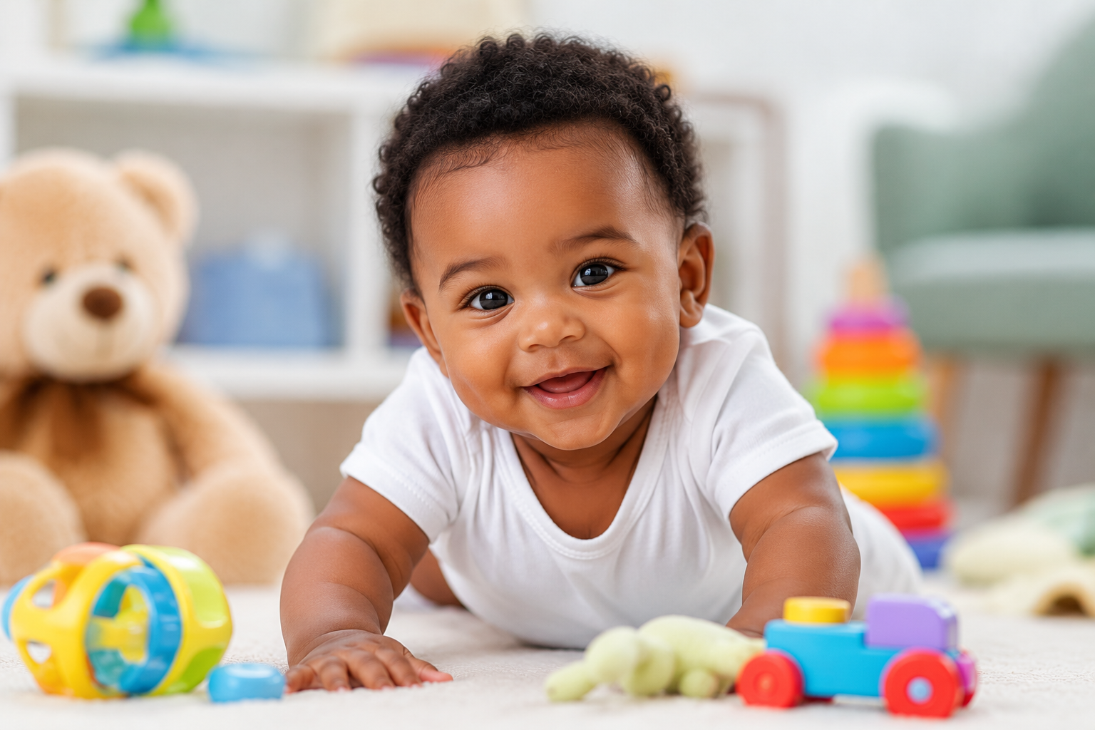 Professional nanny in a navy uniform gently bottle-feeding a newborn in a cozy nursery setting, illustrating trusted, vetted newborn nanny services in Nairobi with emphasis on safety, reliability, and 24 hour availability.