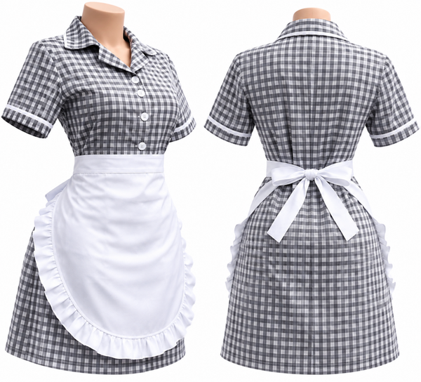 fiftess nannies uniform grey with white  checks