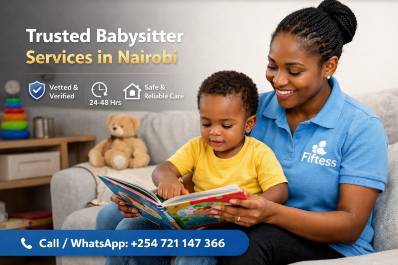 Professional babysitter in Nairobi caring for a toddler at home – trusted childcare services by Fiftess