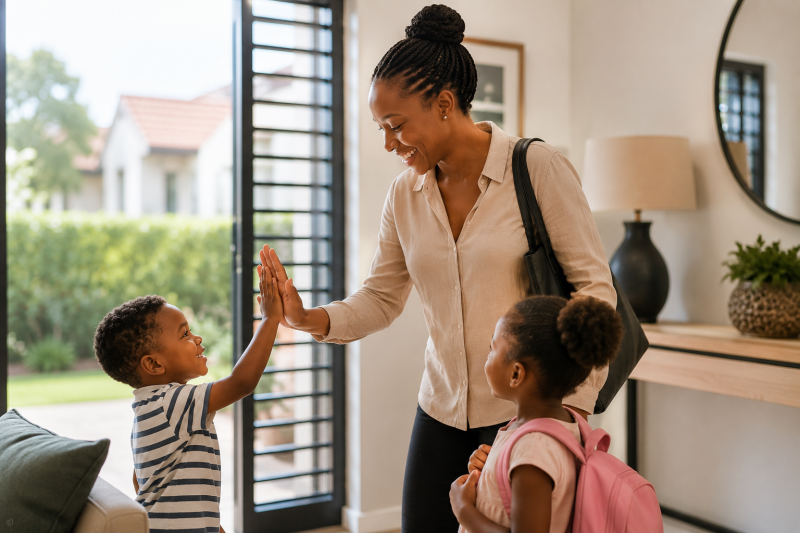 Trusted house help providing home cleaning services for a busy Kenyan family, representing professional nanny and domestic worker services.