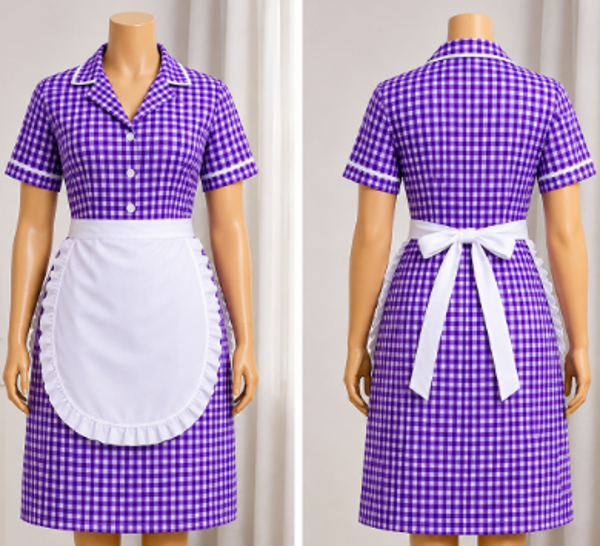 fiftess nannies uniform purple with white  checks