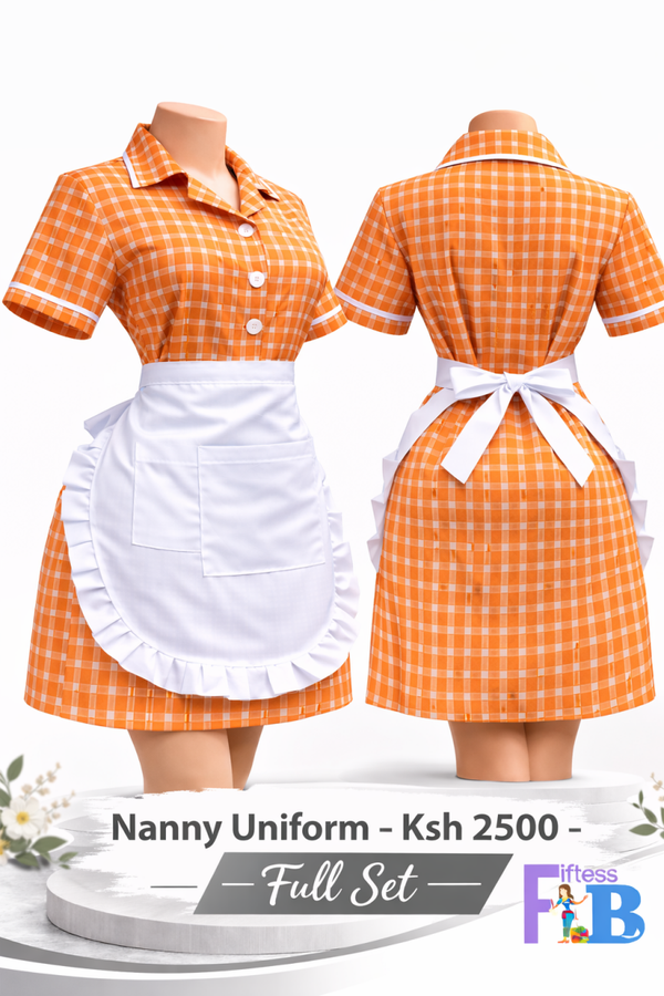 fiftess nannies uniform orange with white  checks