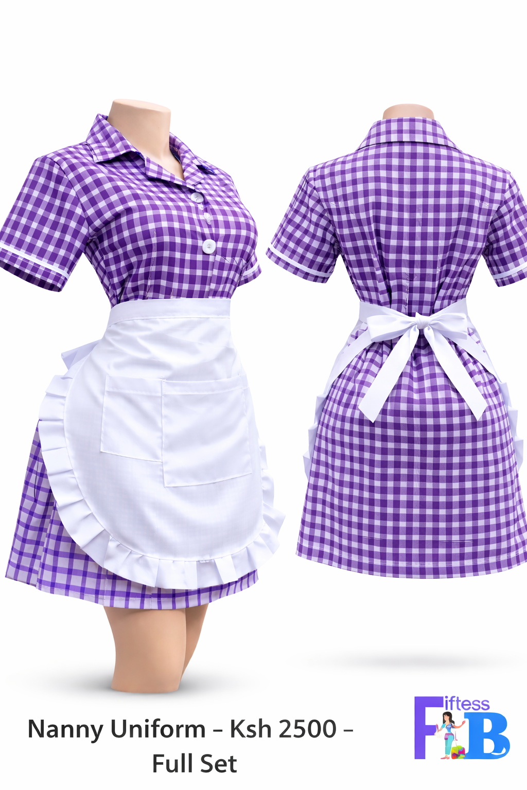fiftess nannies uniform purple with white  checks