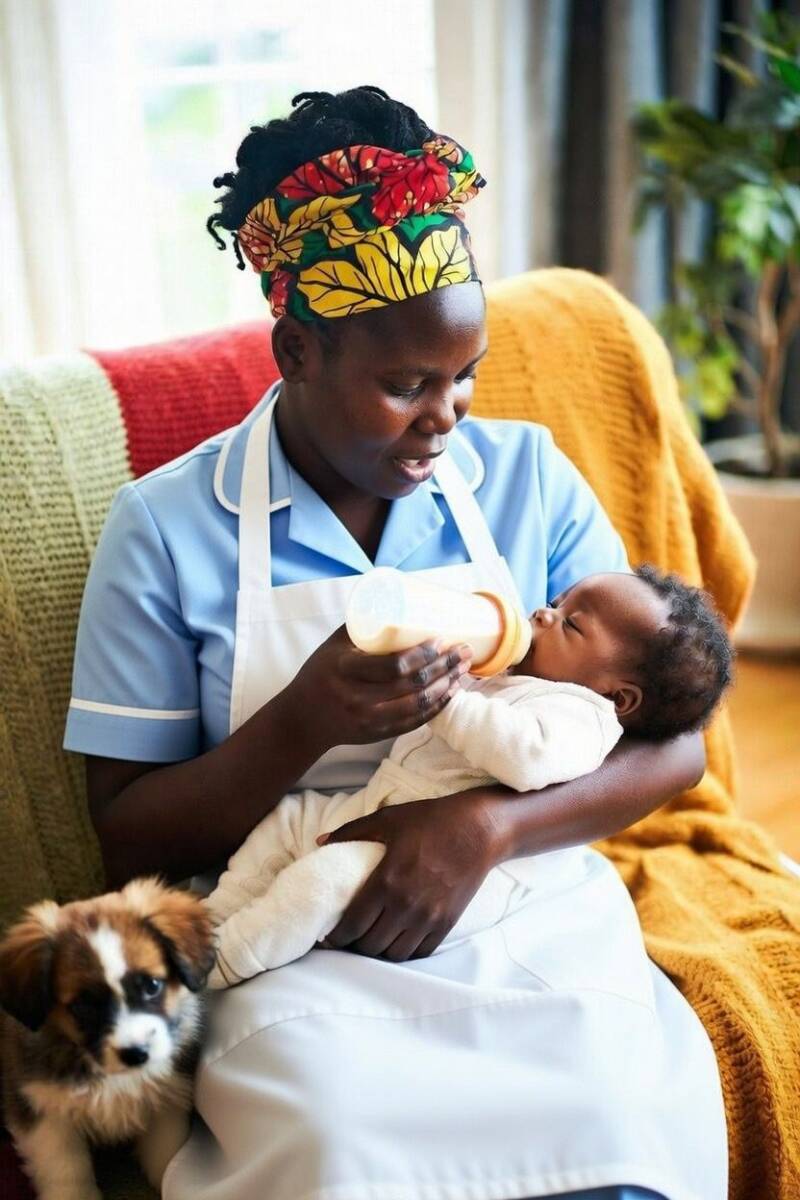 Vetted image of a Fiftess nanny baby sitting 