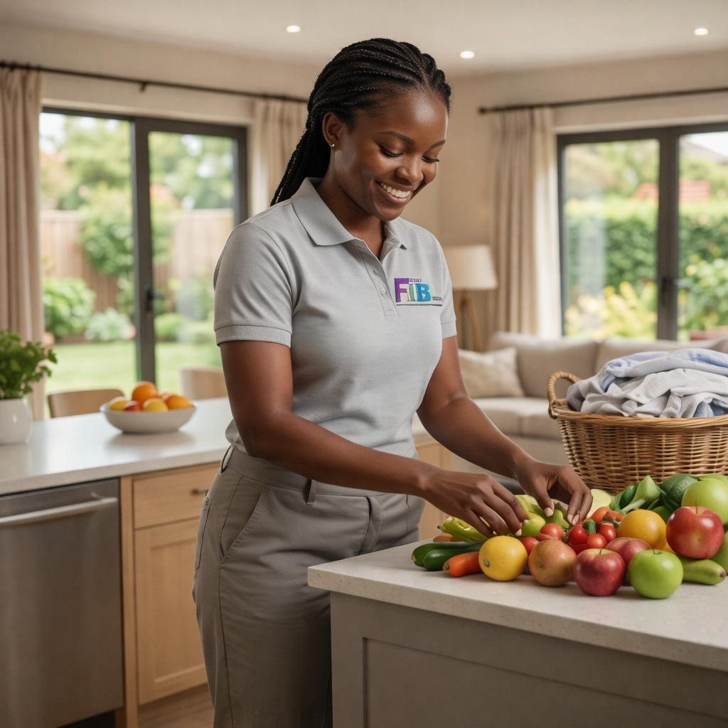Professional nanny preparing fresh meal in a modern Nairobi home – Fiftess Househelp Agency