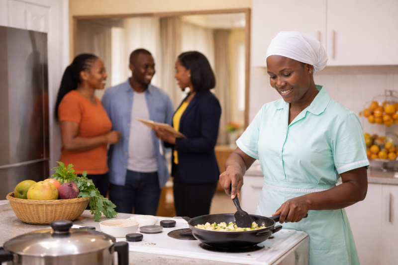 househelp cooking in Nairobi home hired through a trusted house bureau