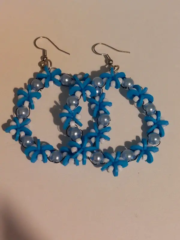 🌼Unieke kralenoorbellen in blauw🌼 1