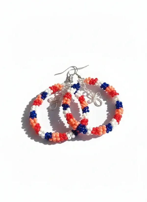 Druppel oorbellen oranje rood wit blauw 128