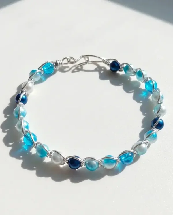Wire-Wrap Armband | Blauw & Zilver 🌊 135
