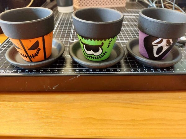 Handgeschilderde Halloween Mini Bloempottenset (3-delig)