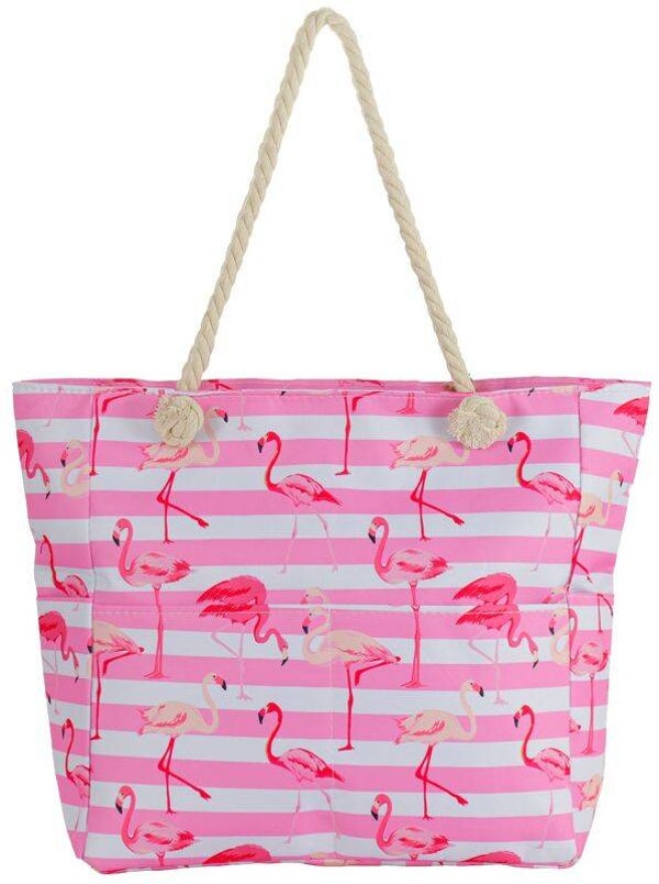 Beach Bag Flamingos 51x39x13cm roze