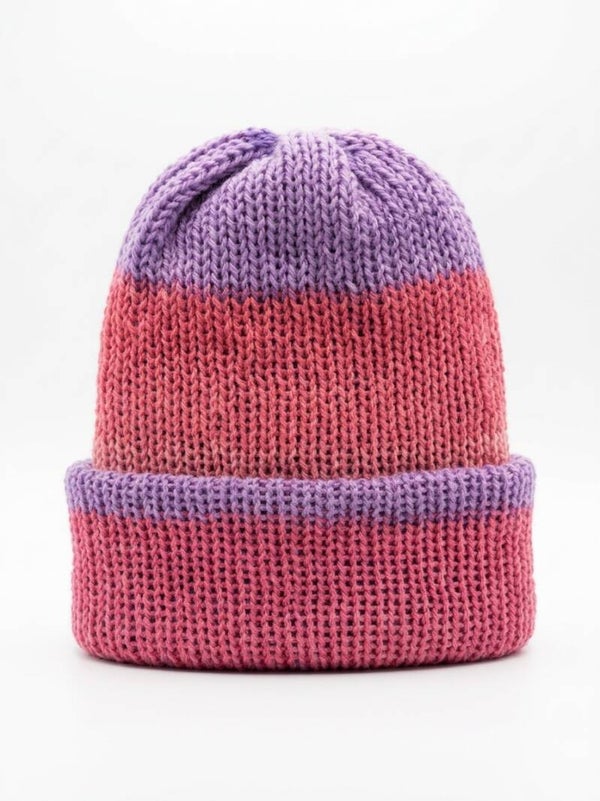 Unieke Handgemaakte Beanie Muts – Roze & Paars (Nieuw!)
