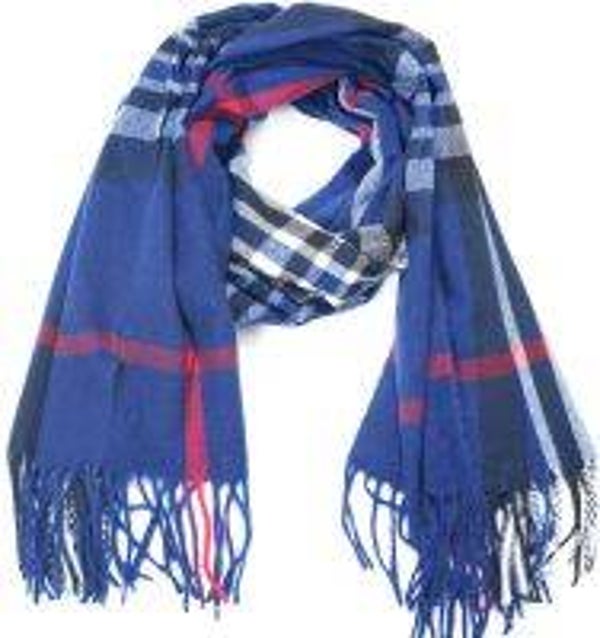 Klassieke Geruite Dames Sjaal – Marineblauw & Rood (180 x 70 cm)